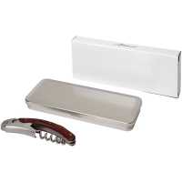 Sik - Stříbrná - Vývrtka s dřevěnými detaily v dárkovém boxu. | reklamní Na víno