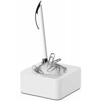 Globe - Bílá - Stolní organizér. Magnetický klip a držák pera.  | reklamní Na tužky