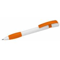 Karama - Oranžová - Plastová propiska s gumovou manžetou a velkým klipem. | reklamní Plastové propisky