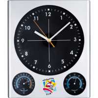 Rod - Černá - Nástěnné hodiny s teploměrem a hygrometrem. | reklamní Elektronika a hodiny