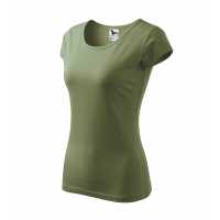 Pure 150 - Khaki - Dámské triko s velmi krátkým rukávem. Volný kulatý… | reklamní Trička