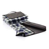 Tartan picnic blanket black - Modrá - Tradiční stylizovaná deka, rozměry 130x145cm, 120gsm horní… | reklamní Deky