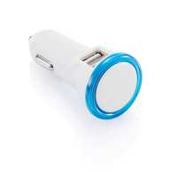 Dual Port - Bílá - Nabíječka do auta s dvěma USB porty a svítícím led kroužkem… | reklamní Autopříslušenství