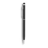 Thin  stylus pen - Černá - 2 v 1. Hliníkové kuličkové pero a stylus. Černá náplň. | reklamní Kovové propisky