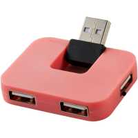 Gaia - Růžová - USB hub se 4 porty.Hranatý USB se 4 porty a skládacím… | reklamní PC příslušenství