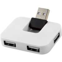 Gaia - Bílá - USB hub se 4 porty.Hranatý USB se 4 porty a skládacím… | reklamní PC příslušenství