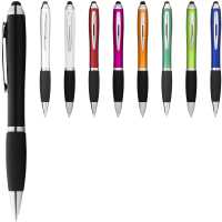 Nash stylus - Stříbrná / černá -  Kuličkové pero a stylus s otočným mechanismem.   | reklamní Plastové propisky