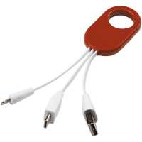 Troop 3v1 - Červená - Nabíjecí kabel 3-v-1 se skládá z koncovky USB typu C a s… | reklamní Příslušenství k mobilům a tabletům