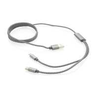 Cris - Šedá - Luxusní opletený kabel 3 v 1 s konektory USB typu C a… | reklamní Kabely napájecí a datové
