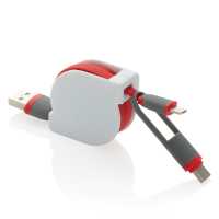 AREAS - Červená - Kompaktní nabíjecí kabel 3 v 1 obsahující konektory USB… | reklamní Příslušenství k mobilům a tabletům
