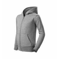 Trendy Zipper dětská - Tmavě šedý melír - Dětská celopropínací mikina s kapucí a přední kapsou v… | reklamní Mikiny