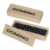 Domino - Béžová - Sada "Domino" kostek v dřevěném pouzdře. Vhodné pro tisk i… | reklamní Hry a hračky