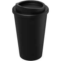 Recycled americano - Černá - Dvoustěnný kelímek s tepelnou izolací a nasazovacím víčkem… | reklamní Termosky a hrnky