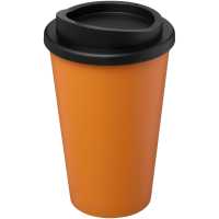 Recycled americano - Oranžová / černá - Dvoustěnný kelímek s tepelnou izolací a nasazovacím víčkem… | reklamní Termosky a hrnky