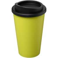 Recycled americano - Limetková / černá - Dvoustěnný kelímek s tepelnou izolací a nasazovacím víčkem… | reklamní Termosky a hrnky