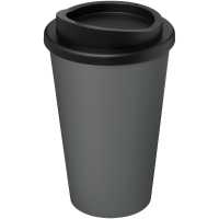 Recycled americano - Šedá / černá - Dvoustěnný kelímek s tepelnou izolací a nasazovacím víčkem… | reklamní Termosky a hrnky