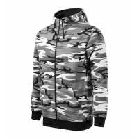 Camo Zipper - Šedá kamufláž - Pánská mikina rovného střihu v moderních kamuflážových… | reklamní Mikiny