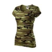 Camo Pure - Zelená kamufláž - Dámské triko s velmi krátkým rukávem v moderních… | reklamní Trička