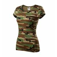 Camo Pure - Hnědá kamufláž - Dámské triko s velmi krátkým rukávem v moderních… | reklamní Trička