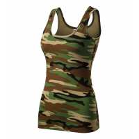 Camo Triumph - Hnědá kamufláž - Dámské tílko, které nezklame. Přilnavý střih se širšími… | reklamní Trička