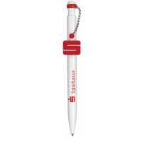 PIN PEN - Bílá / zářivá červená - Originální pero s klipem jako magnetický cvoček na… | reklamní Plastové propisky