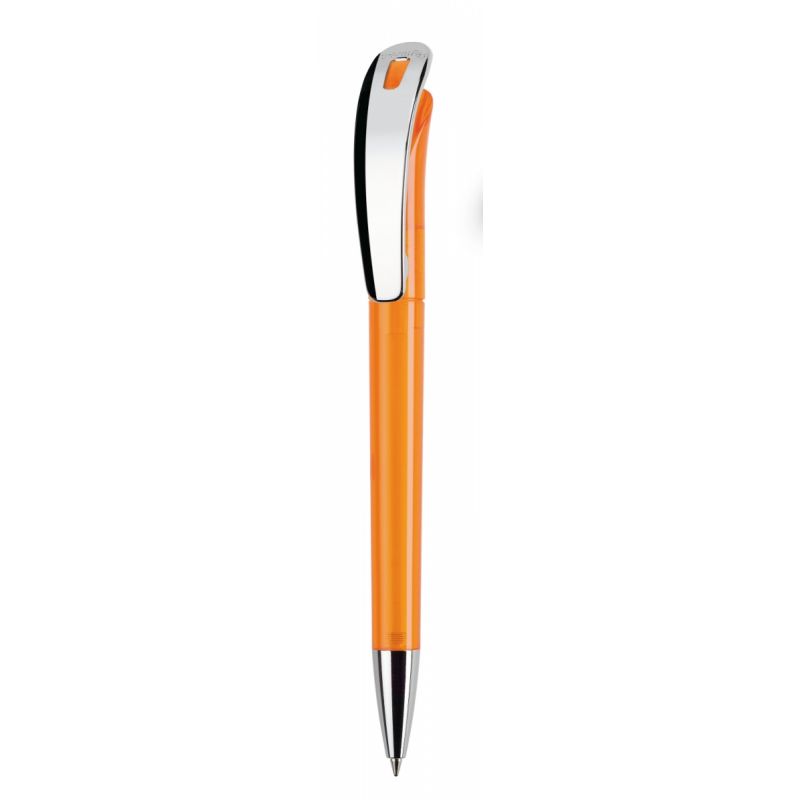 Focus Transparent + Metal Clip - Oranžová transparentní - Focus je elegantní kuličkové pero s tlačítkovým mechanismem… | reklamní Plastové propisky