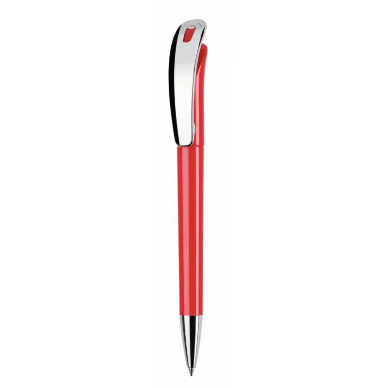 Focus Classic + Metal Clip - Červená - Focus je elegantní kuličkové pero s tlačítkovým mechanismem… | reklamní Plastové propisky