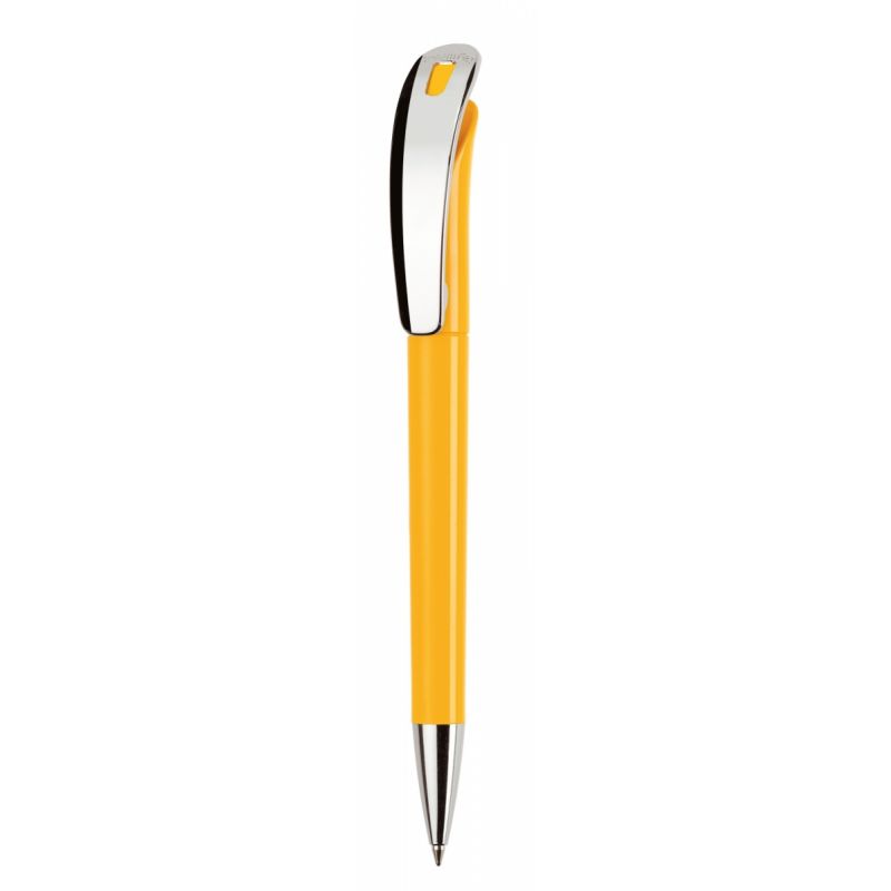 Focus Classic + Metal Clip - Žlutá - Focus je elegantní kuličkové pero s tlačítkovým mechanismem… | reklamní Plastové propisky