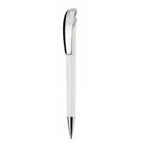 Focus Classic + Metal Clip - Bílá - Focus je elegantní kuličkové pero s tlačítkovým mechanismem… | reklamní Plastové propisky