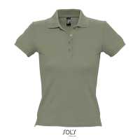 PEOPLE - Khaki - Dámské polo piqué triko, projmutý střih, jemný žebrový… | reklamní Polokošile