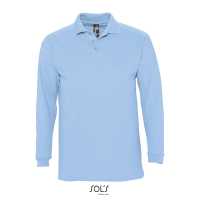 WINTER II - Nebecká modrá - Pánské polo triko s dlohým rukávem, zapínání na 3 knoflíky,… | reklamní Polokošile