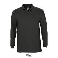 WINTER II - Černá - Pánské polo triko s dlohým rukávem, zapínání na 3 knoflíky,… | reklamní Polokošile