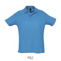SUMMER II - Aqua modrá - Piqué polo triko s žebrovým límcem, vyztužená léga s 3… | reklamní Polokošile