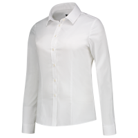 Fitted Stretch Blouse - Bílá - Dámská košile v zúženém střih s bočními švy - strečový… | reklamní Dlouhý rukáv
