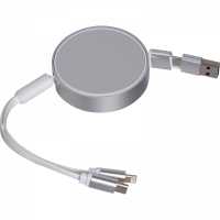 Kori - Šedá - Svinovací nabíjecí kabel s USB konektorem a porty pro USB-C… | reklamní Kabely napájecí a datové