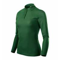 Pique Polo LS - Dark green - Dámská polokošile s lehce vypasovaným střihem a bočními švy… | reklamní Polokošile