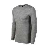 Merino Rise LS - Tmavě šedý melír - Pánské tričko z extra jemné merino vlny s přiléhavým… | reklamní Trička