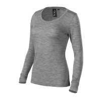 Merino Rise LS - Tmavě šedý melír - Dámské tričko z extra jemné merino vlny s přiléhavým… | reklamní Trička