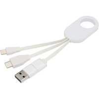 Longy - Bílá - Nabíjecí kabel 4 v 1 z recyklovaného plastu se vstupy USB-A… | reklamní Kabely napájecí a datové
